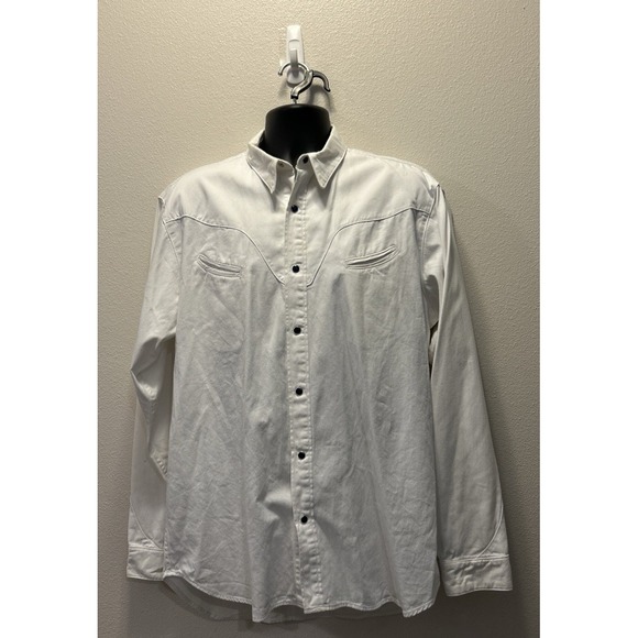 Schaefer‎ Outfitter Pearl Snap Western Button Down Work Shirt Khaki Men's Medium - Picture 1 of 4